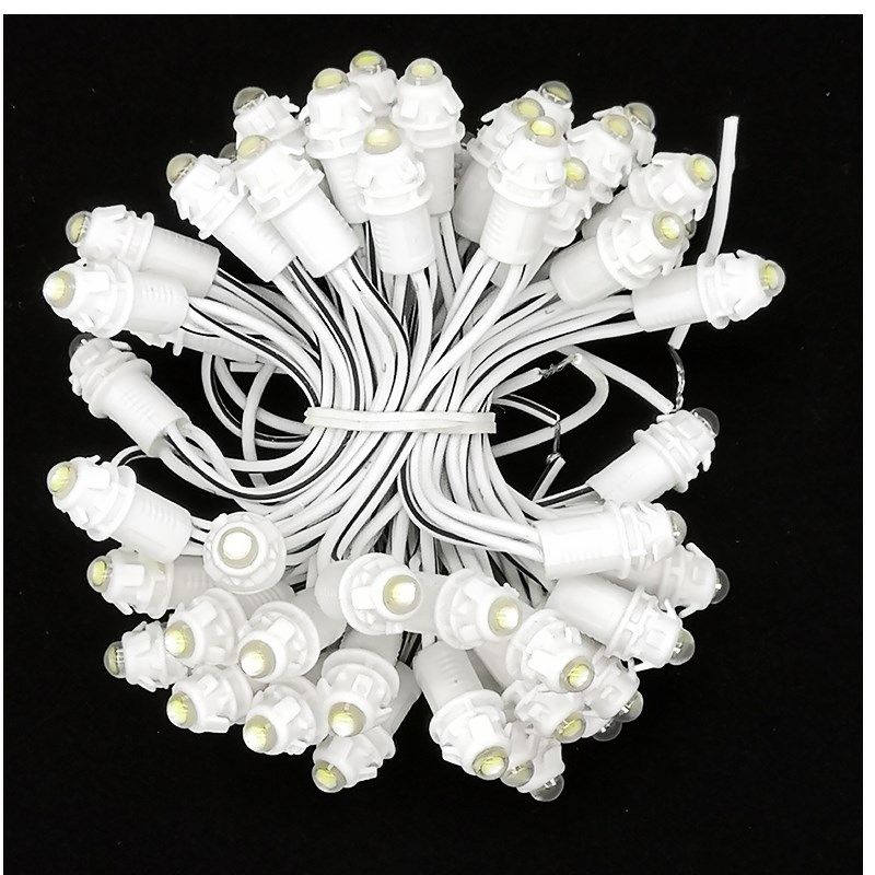 LED外露灯串穿孔红色白光招牌冲孔字12mm发光字点阵灯防水5V12V