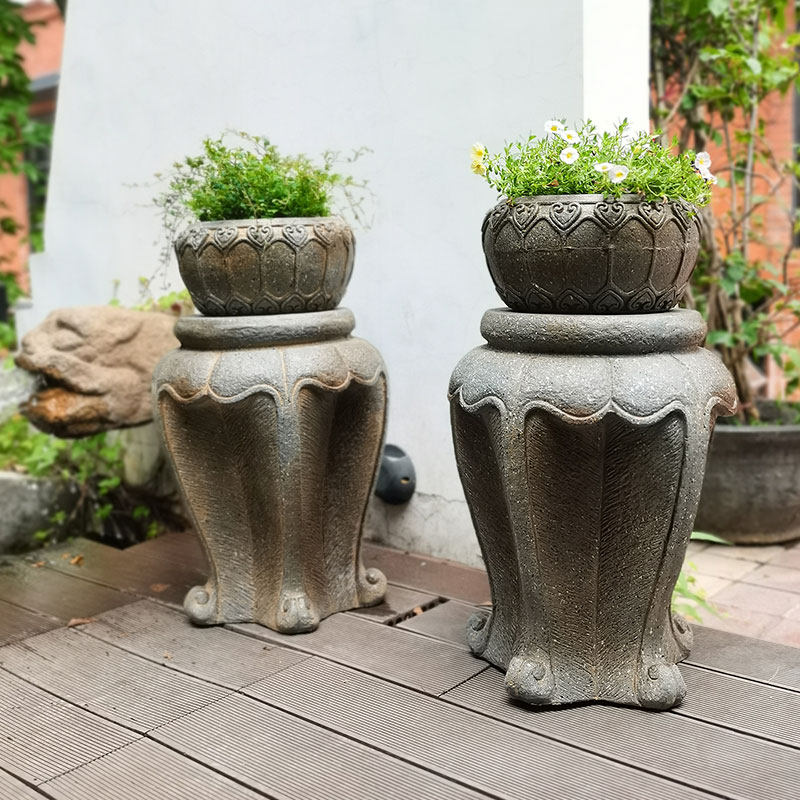 花盆底座中式盆景石墩庭院门口院子室外造景花园装饰落地式摆件