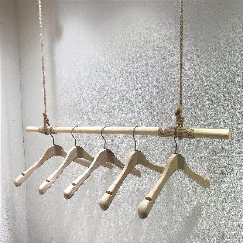 服装店/展示陈架悬吊式天花板架悬挂女装列架衣架木麻绳棍吊杆橱