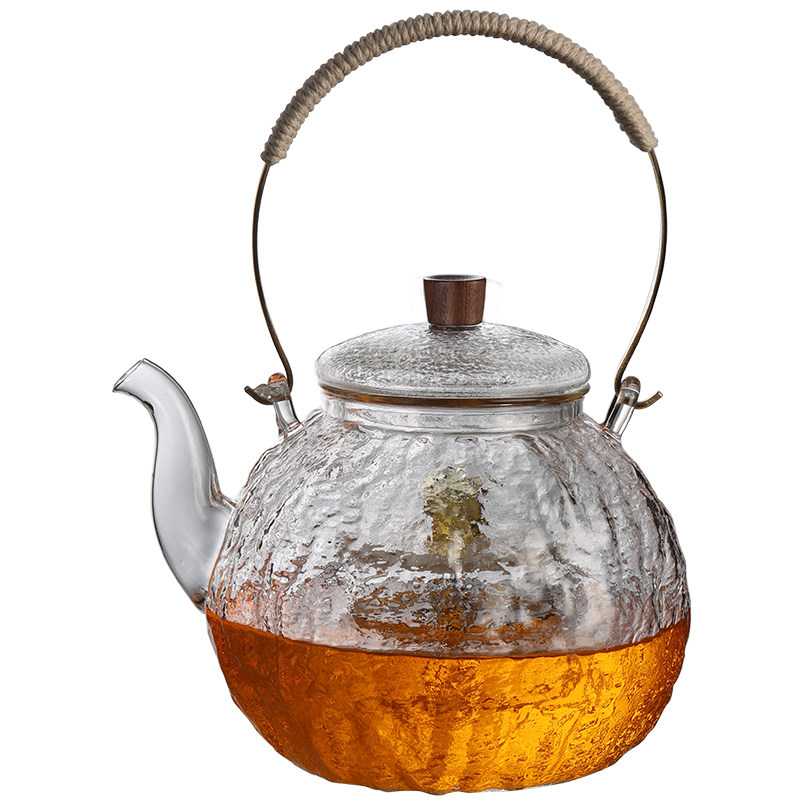 提梁玻璃蒸汽煮茶壶喷淋式两用过滤烧茶叶壶电陶炉煮茶器大容量白