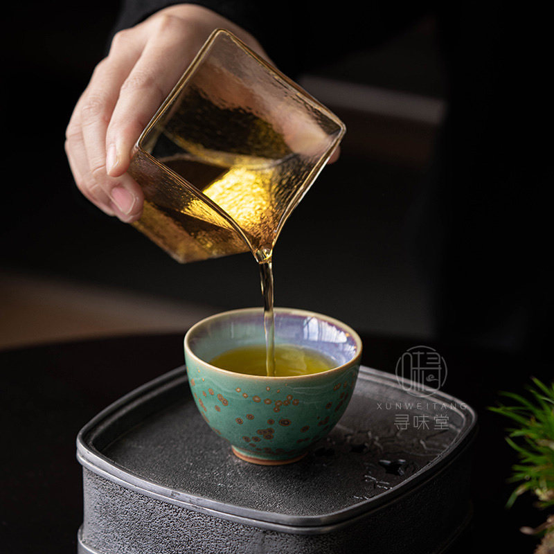 孔雀绿金斑天目杯中式高档主人杯单杯茶杯品茗杯陶瓷茶盏茶具