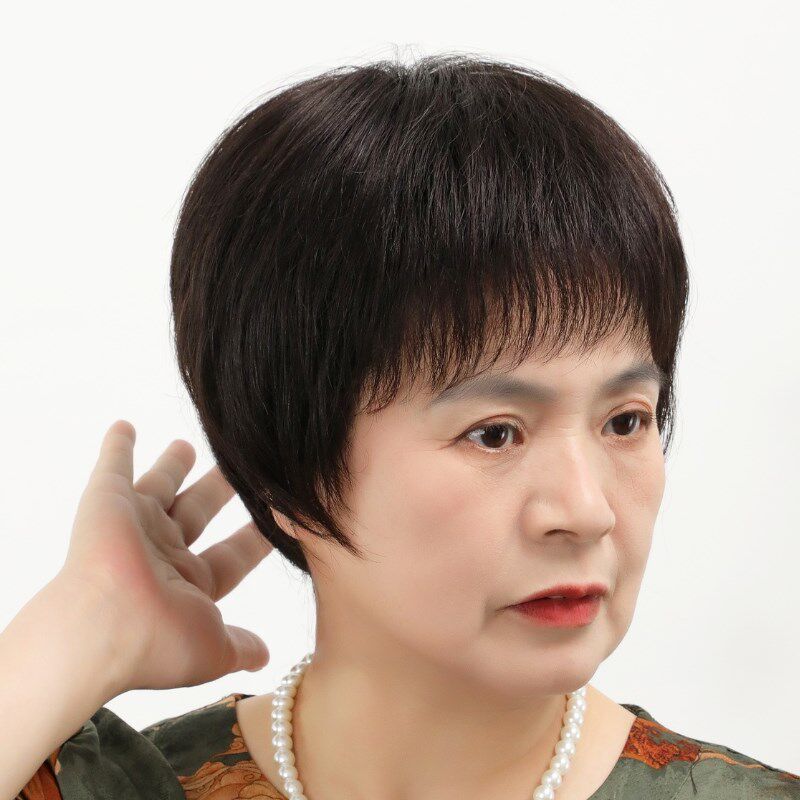 假发中老年女妈妈全真发全头套老人光头短发50到70岁整顶薄款真发