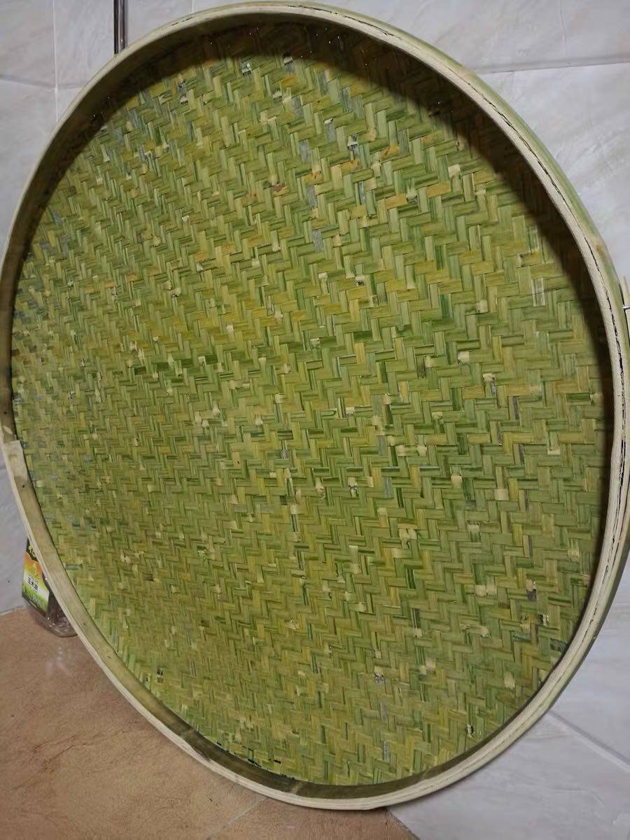 竹筛子竹编簸箕竹盘子手工竹篾晾晒盘子茶叶簸箕圆簸箕大竹盘竹匾