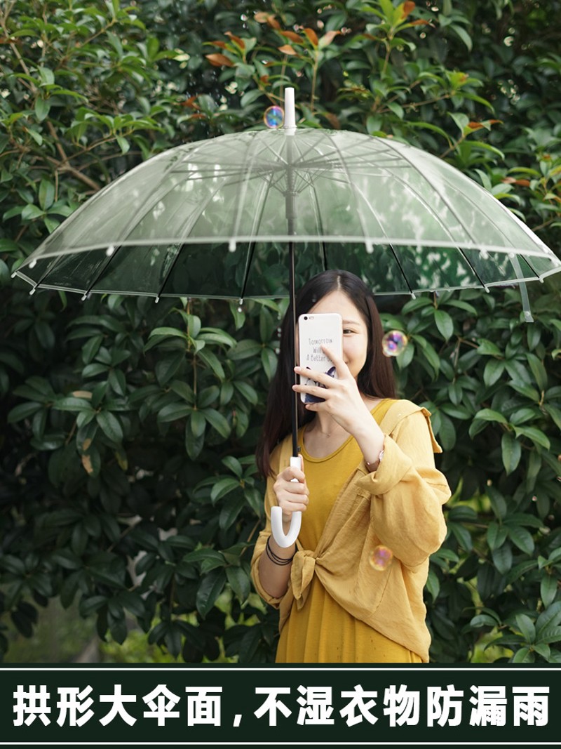 透明雨伞s长柄伞女小清新白色大号双人网红伞自动折叠伞定制logo