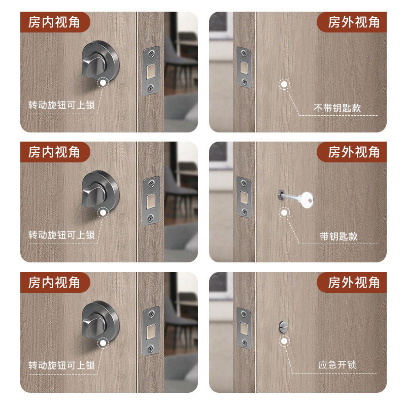 极简隐形门锁静音隐藏式门锁富士白圆形门锁通用型暗门锁