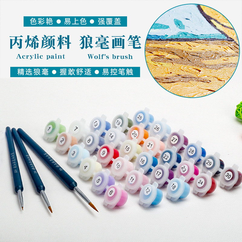 diy数字油画宇航员星空宇宙手绘儿童挂画油彩手工填色填充画画小