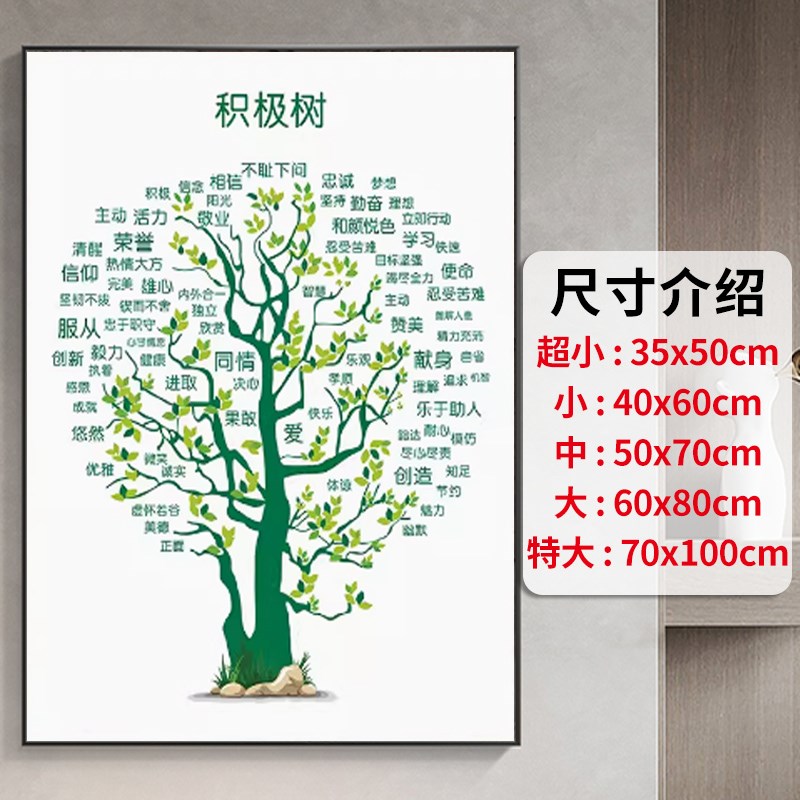 能量树积极心态墙贴字画办公室装文化墙贴