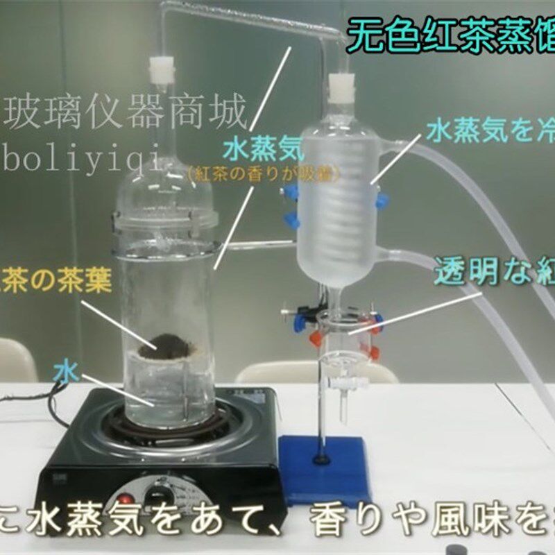 无色红茶的提取红茶蒸馏装置没有颜色的红茶玻璃蒸馏装置全套包邮