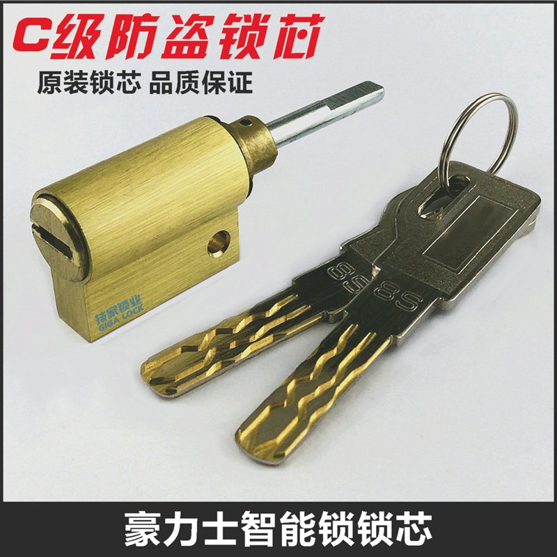 豪力士锁芯指纹锁智能锁锁芯电子门锁头圆杆带尾巴异形防盗门锁芯