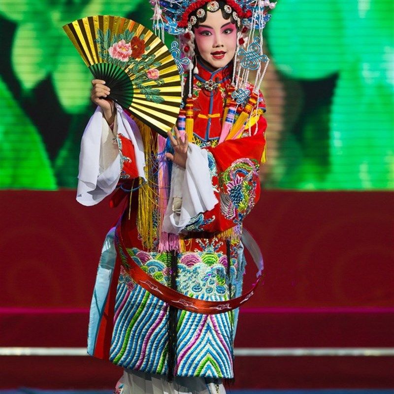 六一儿童花旦戏服表演服装少儿京剧戏装贵妃醉酒凤冠霞帔团凤女蟒