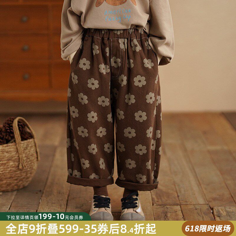 砚台家女童森系休闲裤2025春季新款儿童纯棉直筒裤女宝宝春装长裤
