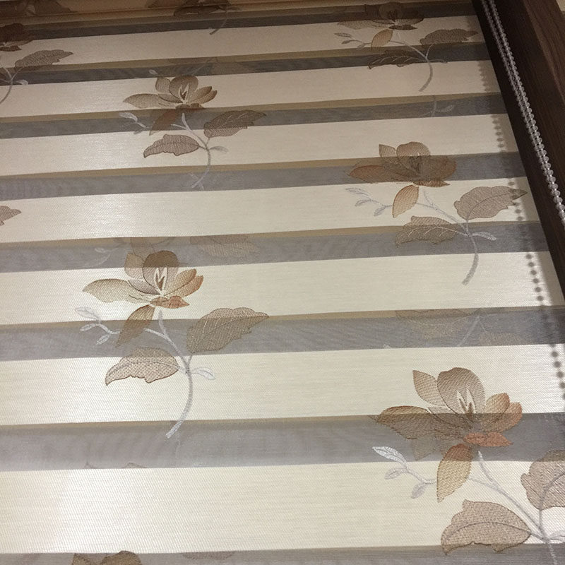绣花柔纱帘布百叶防水防晒高档阳台厨卫遮光双层卷帘成品定制X-20