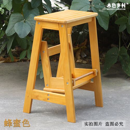 实木家用折叠梯凳 两用室内梯子 木制梯椅 换鞋凳 家用折叠梯子