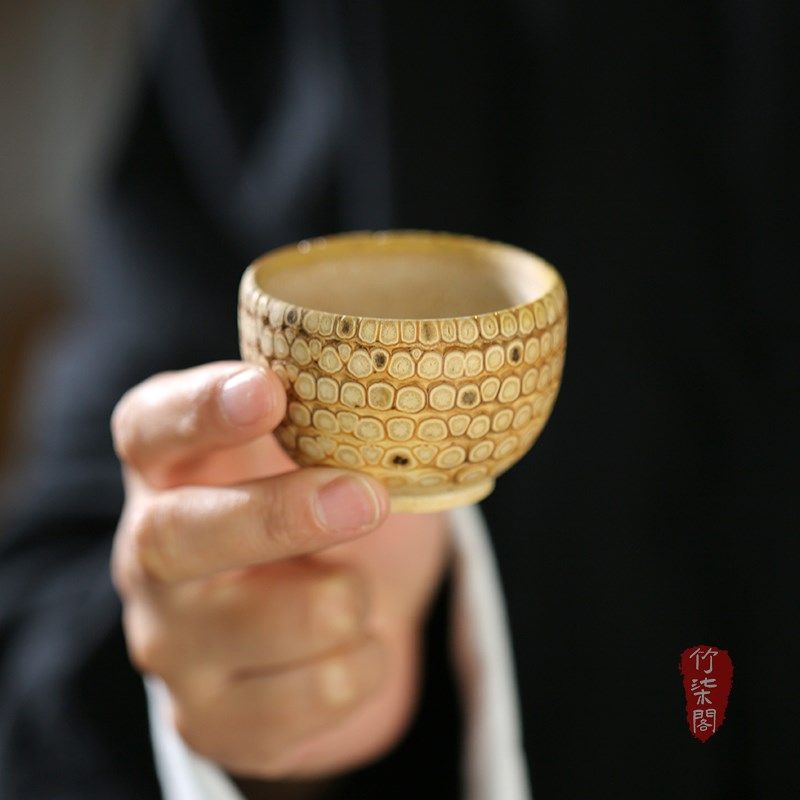 老料纯手工打磨竹根杯天然竹子水杯竹根雕刻茶杯竹制小杯子主人杯