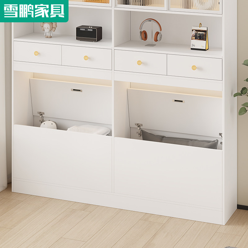 奶油风卧室斗柜收纳床尾柜子靠墙储物抽屉柜床边窄夹缝置物柜6F63