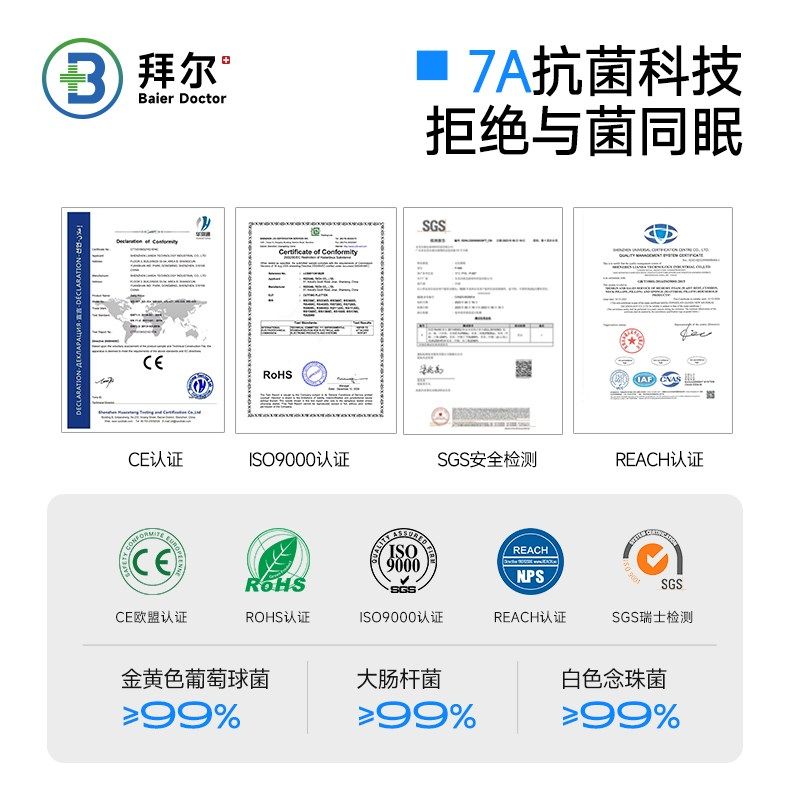 拜尔枕头护颈椎助睡眠侧睡枕医学美颜护脊慢波枕头枕套单个