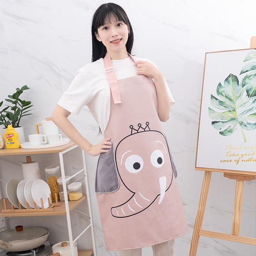 时尚PU软皮围裙女防水防油厨房洗碗杀鱼餐饮专用围腰男工作服定制
