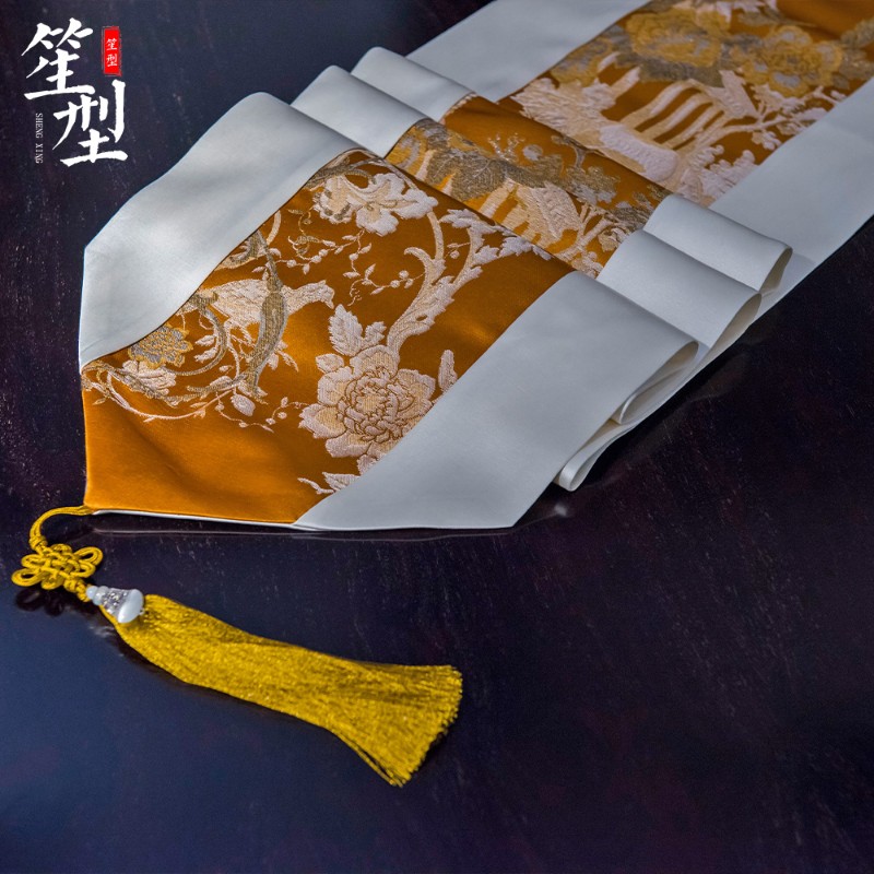 新中式桌旗客厅餐桌电视柜茶几布艺床旗床尾巾茶道桌布中国风定制
