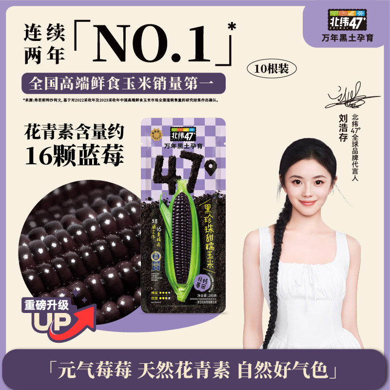 北纬47度黑甜糯玉米升级黑金包装