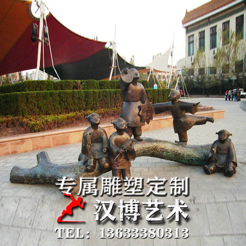 铸铜小孩放风筝雕塑户外广场铜雕童趣主题雕塑玻璃纤维仿铜人物雕