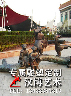 铸铜小孩放风筝雕塑户外广场铜雕童趣主题雕塑玻璃纤维仿铜人物雕