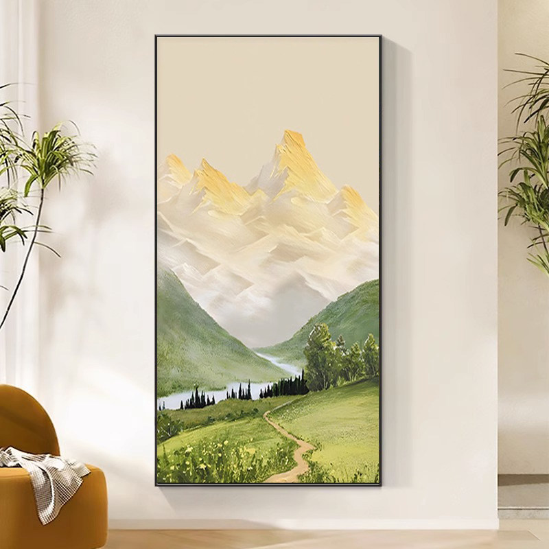 日照金山/玄关diy数字油画填充填色入户过道竖版挂画风景手绘画画