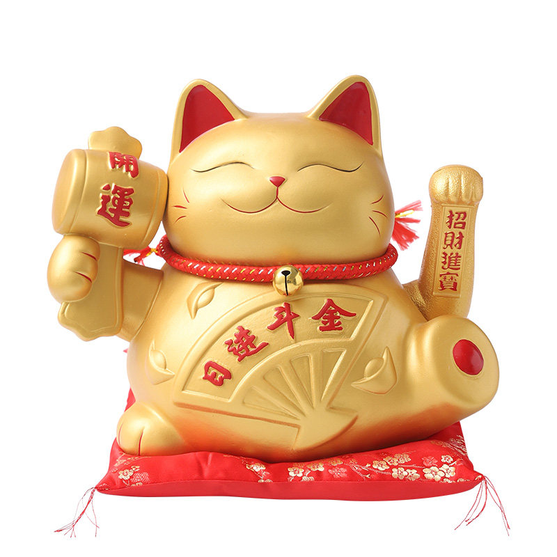 招财猫摆件创意开业礼品送店铺开张收银台装饰金色发财猫自动招手