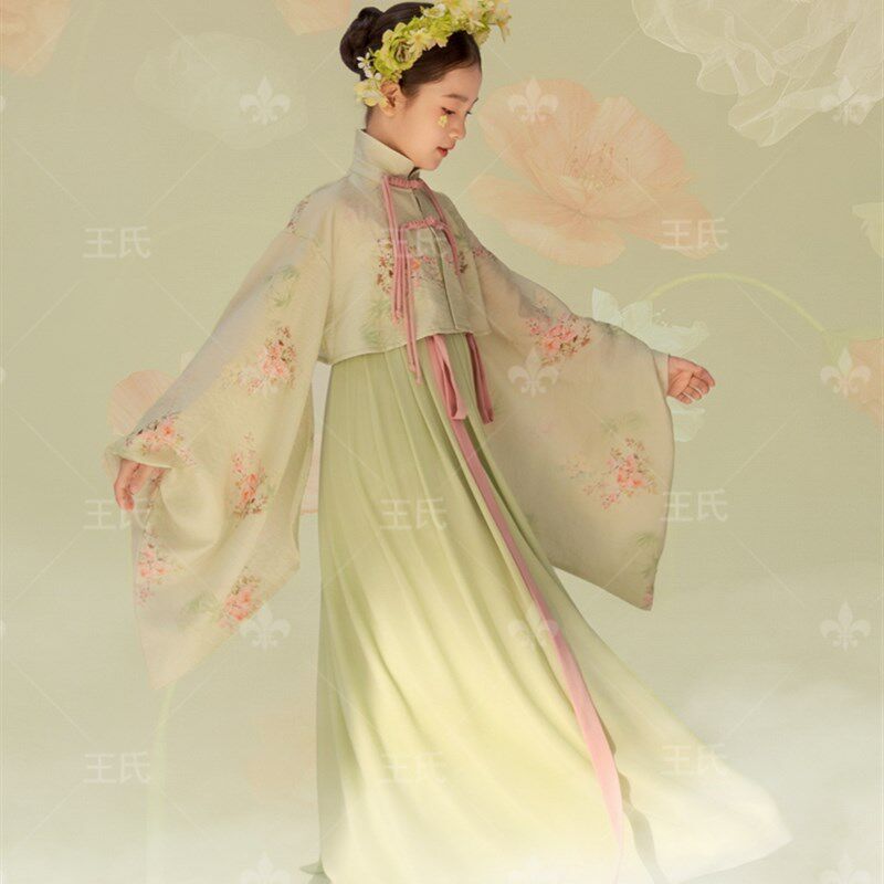 簪花儿童摄影服装影楼拍照主题2024年古风网红女孩照相衣服套装