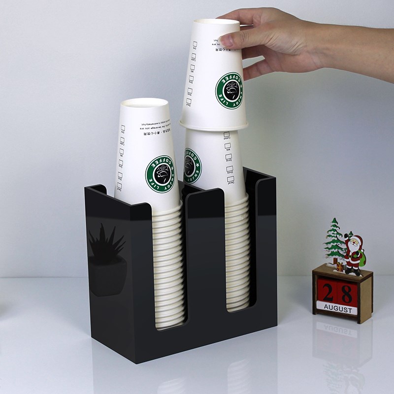 亚克力黑色吧台餐饮奶茶店水杯架茶水间台面吸管一次性杯子收纳盒