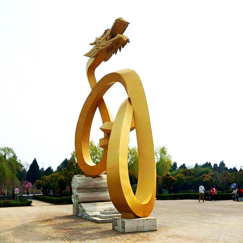大型不锈钢盘龙雕塑抽象龙金属镂空铁艺艺术品城市户外广场景观