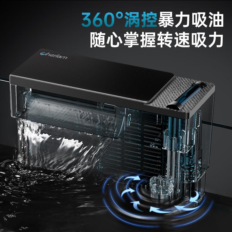 彻朗鱼缸过滤器循环水泵瀑布壁挂式过滤器三合一净水制氧除油膜器