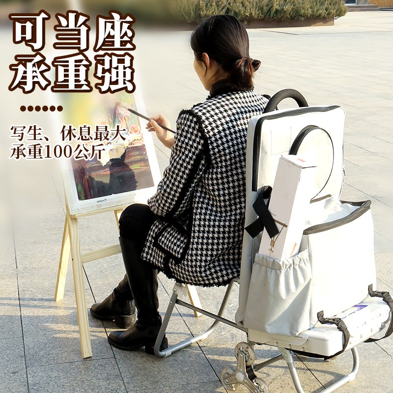 写生多功能画车拉杆美术生推车折叠爬楼梯小拉车艺考小推车画袋画