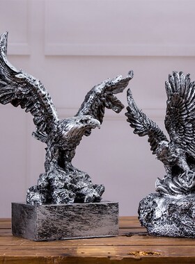 新中式大鹏展翅老鹰摆件 仿古禅意客厅玄关电视柜家居装饰工艺品