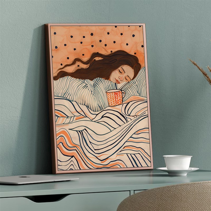 抽象人物沙发装饰画女孩卧室床头背景墙画治愈系咖啡小众艺术挂画