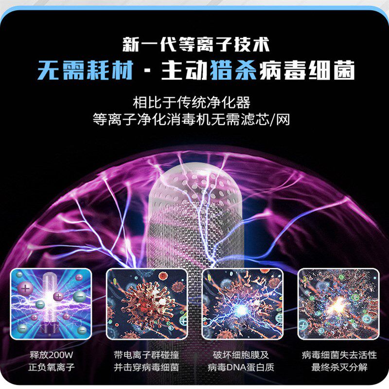 洁鱼空气净化器家用卧室除甲醛化妆室厕所宠物除臭桌面小型消毒机