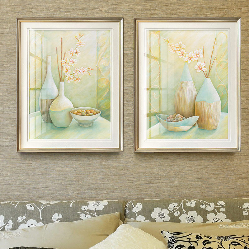简美客厅画沙发背景装饰画轻奢餐厅画简约美式卧室床头挂画花艺