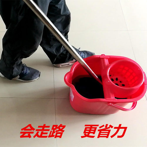 加厚手压拖把桶 大号家用挤水桶 带滑轮地拖桶 12L以上塑胶桶