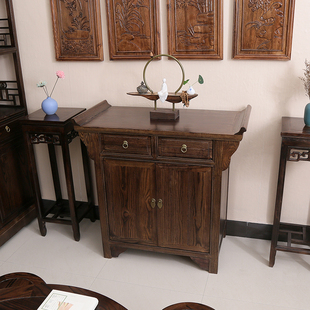 中式玄关鞋柜实木门厅隔断装饰矮柜禅意新中式端景供桌餐边柜艺术