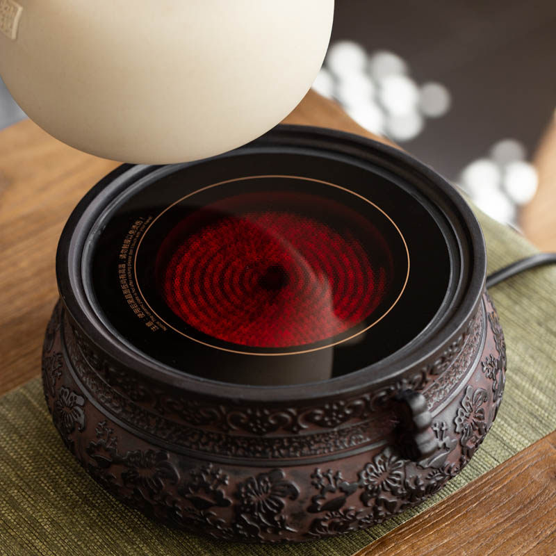 御汕堂手造复古电陶炉茶炉静音煮茶台式家用陶壶铁壶烧水电炉