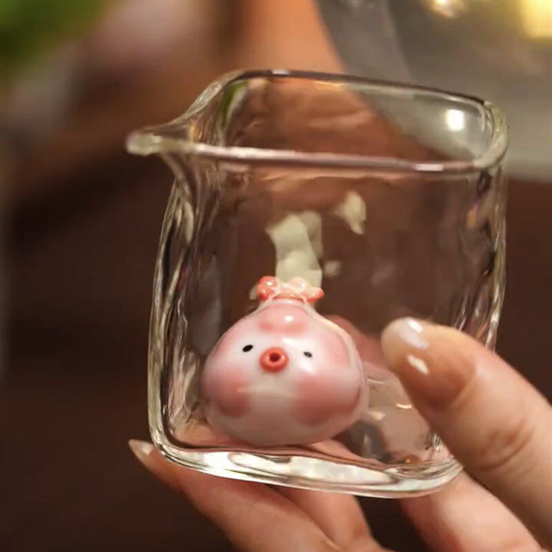 可爱红粉泡泡鱼茶宠摆件陶瓷香插茶道家居装饰品茶道配件