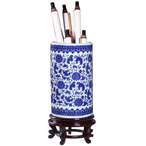 景德镇陶瓷花瓶瓷器花插青花瓷箭筒卷轴缸书画筒字画缸帽筒雨伞桶