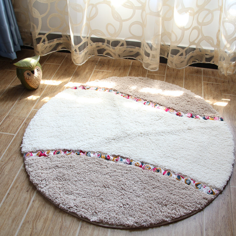 可爱甜美田园地垫 立体花朵客厅圆形地毯 卧室超柔地垫防滑脚垫
