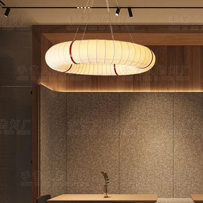 日式侘寂创意客厅餐厅吧台包厢饭店商用茶楼民宿卧室中古布艺吊灯