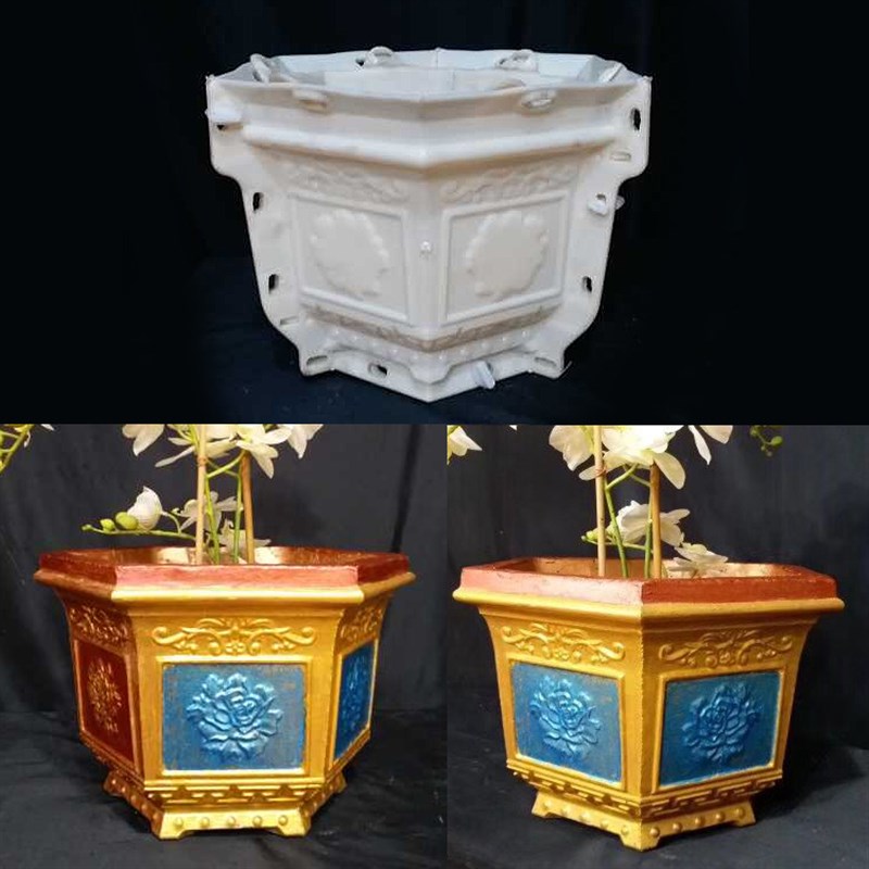 新品水泥六角花盆模具花盘盆景模型混泥土塑料罗马柱花盆模具大全图片