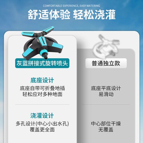庭院自动旋转洒水器地插式可调旋转喷头花园喷淋浇花神器菜地灌溉