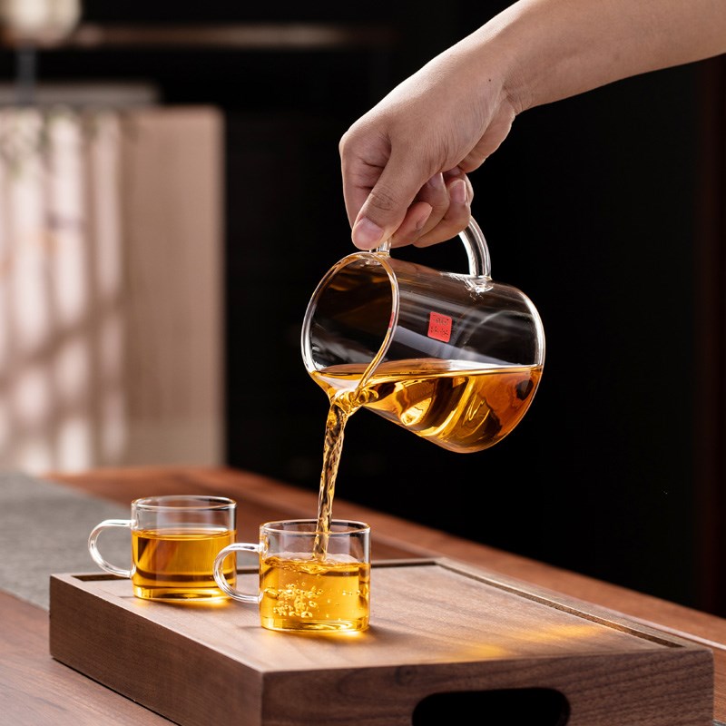 加厚耐热玻璃公道杯茶滤一体分茶器加厚耐高温茶海功夫茶具公道杯