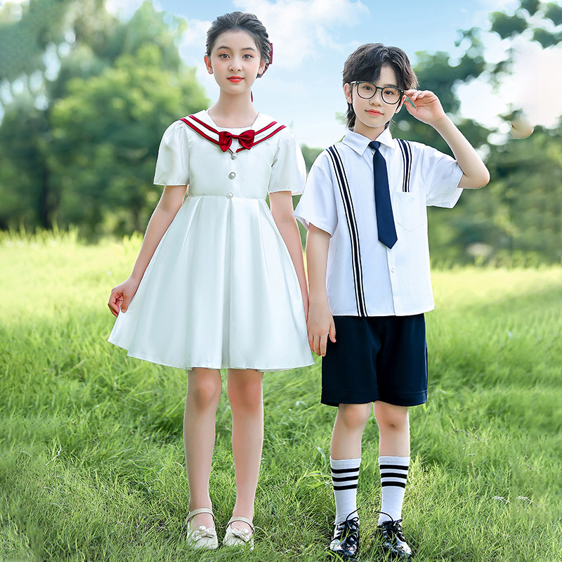 新款儿童大合唱演出服装男女中小学生演讲比赛诗红歌朗诵表演礼服