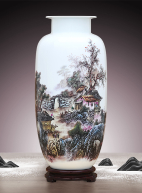 景德镇陶瓷器薄胎花瓶客厅摆件玄关电视柜插花器别墅工艺装饰品