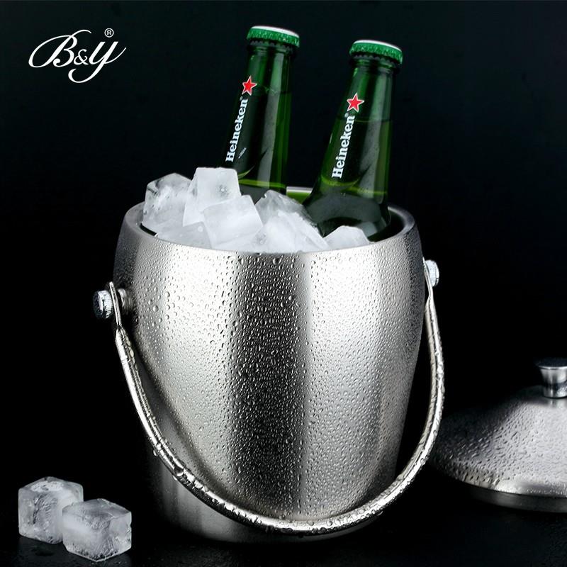 双层不锈钢冰桶 保温带盖红酒酒吧用冰酒桶