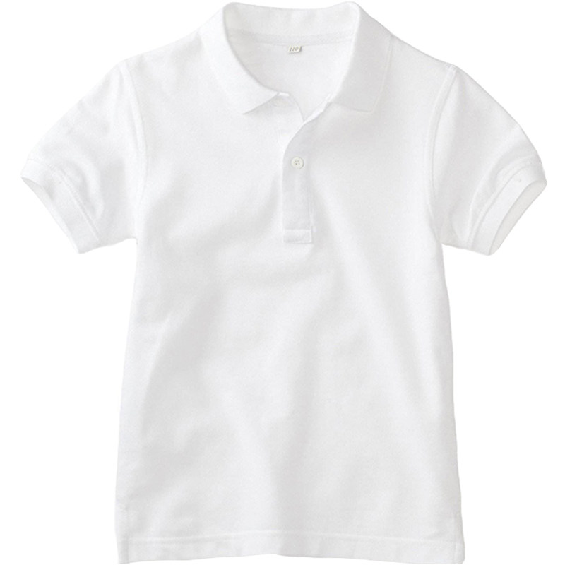 儿童polo衫白色短袖男童小学生浅蓝校服女大童藏青纯棉翻领T恤夏